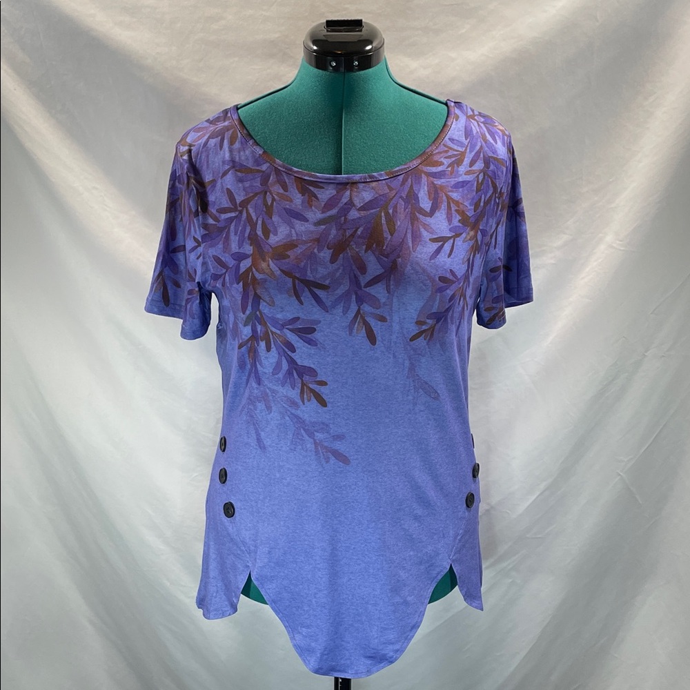 Chic Purple Leaf Women's Short Sleeve Top